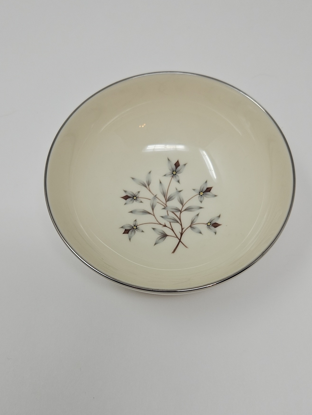 Small Princess By Lenox Floral Bowl with Silver Rim